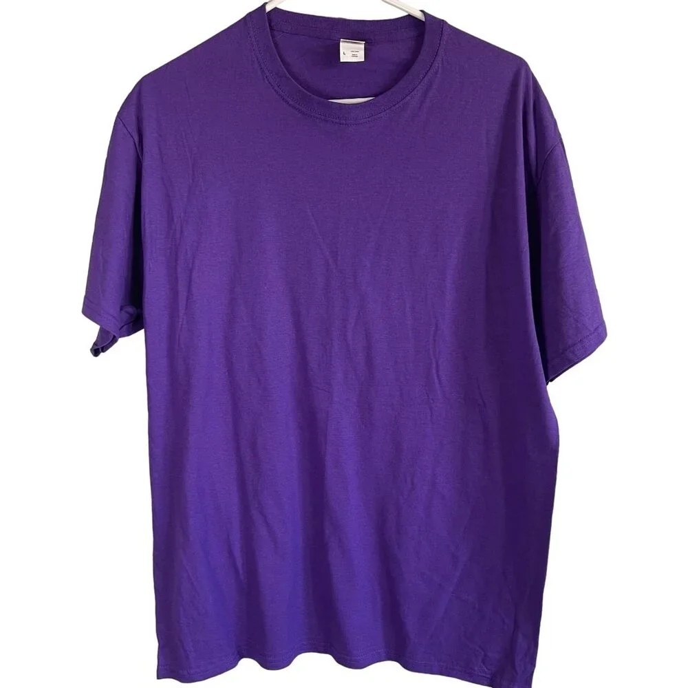 NWOT Fruit of the Loom HD Mens Purple Short Sleeve Crew Neck 100% Cotton T-Shirt